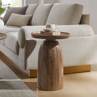 Modway Holloway Round Wood Side Table - Walnut-Smooth Circular Drum Design