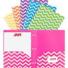 JAM Paper Plastic Colour POP Folders - 2 Pocket Durable Folders with 3 Hole Punch - Assorted Chevron Fashion Colours - 6 Pack-JAM Paper's Plastic POP Chevron Folders with 3 Hole Punch | Colours: Fuchsia, Yellow, Purple, Orange, Teal & Lime Green