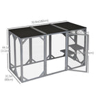 PawHut 71" L Catio Outdoor Cat Enclosure - Grey-Considerate waterproof top design 