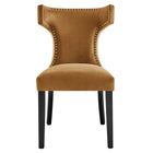 Modway Curve Performance Velvet Dining Chairs - Cognac - 2 Pack-8