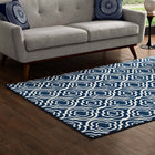 Modway Frame Transitional Moroccan Trellis Area Rug - 5 ft W x 8 ft L - Morcoccan Blue/Ivory-Gripping Rubber Underside 
