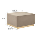 Modway Tilden Large 28" Square Performance Velvet Upholstered Ottoman - Taupe/Natural-Stain-Resistant Fabric