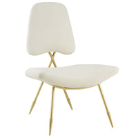 Modway Ponder Performance Velvet Lounge Chair - Ivory-Living Room Or Bedroom Lounge Chair