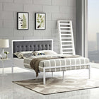 Modway Millie Fabric King Bed - White Grey-Sturdy Powder Coated Steel Frame