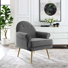 Modway Revive Tufted Button Accent Performance Velvet Armchair - Grey-Durable Stain-Resistant Fabric