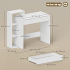HOMCOM 39.5" Desk with Storage, 3 Open Shelves and Drawer - White-Sleek white modern design that complements all types of interior decor with a fresh and chic style