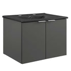 Modway Maybelle 24" Wall-Mount Bathroom Vanity - Grey/Black-Assembly Required