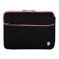Vangoddy Neoprene 12" Laptop Protective Sleeve Case with Extra Pocket - Black/Pink-Water Resistant Neoprene Material. Protects your laptop from moisture and minor spills.