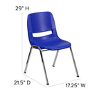 Flash Furniture HERCULES Series Ergonomic Shell Stack Chairs with Chrome Frame & 16'' Seat Height - Navy - 5 Pack-Stack Quantity: 15