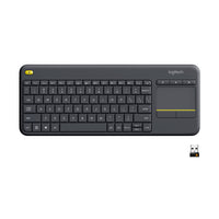 Logitech Wireless Touch-Keyboard K400 Plus - Black - English-Gives you integrated, comfortable control of your PC-to-TV entertainment, eliminating the clutter of a separate keyboard and mouse