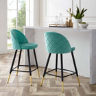 Modway Cordial Performance Velvet Counter Stools - Mint - Set of 2-Performance Velvet Upholstery
