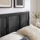 Modway Sirocco Rattan and Wood Full Platform Bed - Black-Synthetic Rattan Cane Webbing