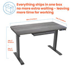 Motionwise M2 Series 48"W Electric Sit-Stand Desk with Dual Motors and Pull-Out Drawer - Rustic Grey-Weight: 92 lb