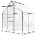 Outsunny 6' x 4' x 6.6' Polycarbonate Greenhouse with Galvanized Base Adjustable Roof Vent Sliding Door - Silver- Spacious 6' x 4' x 6.6' greenhouse for growing flowers, vegetables, and fruits
 