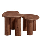 Modway Hackney Mango Wood Nesting Coffee Table Set - Walnut - Set of 2-Non-Marking Felt Pads