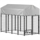 PawHut Dog Kennel, Welded Wire Heavy Duty Dog Run - 8' L x 4' W x 6' H - Silver H-Spacious room for dogs to play or rest