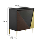 Modway Alchemist 30" Bathroom Vanity - Black-Oak Wood Grain Veneer