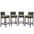 Modway Convene 4 Piece Outdoor Patio Pub Set - Espresso Peridot-Synthetic Rattan Weave