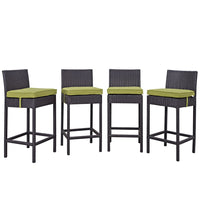 Modway Convene 4 Piece Outdoor Patio Pub Set - Espresso Peridot-Synthetic Rattan Weave