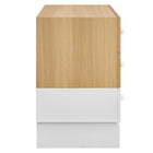 Modway Nolia 3-Drawer Color Block Dresser - Oak White-Non-Marking Floor Glides