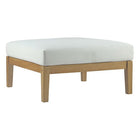 Modway Bayport Outdoor Patio Teak Ottoman - Natural/White-Outdoor teak ottoman