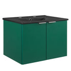 Modway Maybelle 24" Wall-Mount Bathroom Vanity - Green/Black-Assembly Required