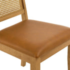 Modway Arlo Vegan Leather Upholstered Faux Rattan and Wood Dining Side Chairs - Natural/Tan - 2 Pack-10
