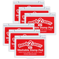 Ready 2 Learn Washable Stamp Pad - Red - 6 Pack-MESS-FREE ART TIME: The ink in this stamp pad washes off skin with soap and water, which makes clean-up quick and easy.