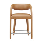Modway Pinnacle Vegan Leather Counter Stool - Tan Silver - Set of 2-8