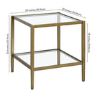Hudson&Canal Hera 20"W Square Side Table with Glass Shelf - Antique Brass-9