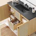 Modway Chaucer 48" Single Sink Bathroom Vanity - Oak/Black-Rattan Weave Doors