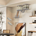 PawHut 3-Piece Cat Wall Shelves with Scratching Post, Perches and Steps - Light Grey-Particleboard construction with necessary wall mounting accessories included 