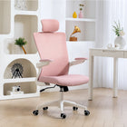 HOMCOM Ergonomic Office Chair with Adjustable Headrest - Pink-Adjustable seat height and tilt function for optimal comfort