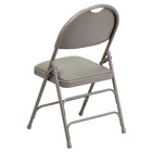 Flash Furniture HERCULES Ultra-Premium Triple Braced Grey Vinyl Metal Folding Chair with Easy-Carry Handle-Grey Vinyl Upholstery