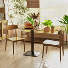 HOMCOM Square Dining Table with Steel Base for Kitchen - Brown-Comes with spacious square tabletop for holding foods and drinks