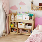 Qaba Kids Bookshelf and Toy Storage Organizer with Open Display - Natural-Open front-facing display sparks your child's interest in reading more books
