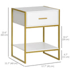 HOMCOM Nightstand with Drawer and Shelf - White - Set of 2-Assembly required