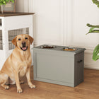 PawHut Elevated Large Dog Bowls with Storage - Grey-With hollow handles on the sides, you can move the feeder easily 