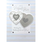 Rosedale Gold Wedding Greeting Cards/Envelopes - 5-1/2" x 8" - Silver Hearts - 6 Pack-Premium quality greeting cards