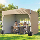 Outsunny 9.6 ft W x 9.6 ft L Pop Up Canopy Tent with 3 Sidewalls - 1-Button Push-Eight holes prevent rainwater pooling for less maintenance
