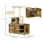 PawHut Litter Box Enclosure with Cat Tree Tower, Condo and Scratching Posts-Multiple cat holes and an platform keep the kitties from dragging the litter with them outside the box 