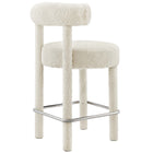 Modway Toulouse Boucle Fabric Counter Stool - Ivory Silver-Weight Limit: 330 lb