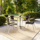 Flash Furniture 27.5" Square Aluminum Indoor-Outdoor Table Set with 4 Dark Brown Rattan Chairs-Lightweight Design