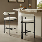 Modway Turin Curved Back Boucle and Metal Counter Stool - Black/Pearl-Powder-Coated Metal Frame