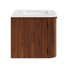 Modway Zia 30" Wall-Mount Bathroom Vanity with Marble Sink - Walnut-Plumbing Cutouts