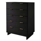 Manhattan Comfort Granville 37.8" Modern Tall Dresser - Black-Recommended for up to 35 inch TV.