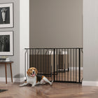 PawHut 30"- 57" Extra Wide Dog Gate with Double Locking System - Black-Can be opened with a single hand – press and lift the button