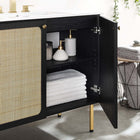 Modway Chaucer 36" Bathroom Vanity - Black/White-Rattan Weave Doors