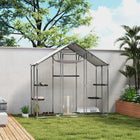 PawHut Walk-in Catio Outdoor Cat Enclosure with Waterproof Cover - 38" D x 79" W x 77" H - Silver-Includes 5 adjustable platforms and a hammock, creating a customizable playground 