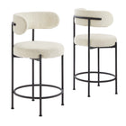 Modway Albie Boucle Fabric Counter Stools - Ivory/Black - 2 Pack-Modern Counter Stools - Set of 2